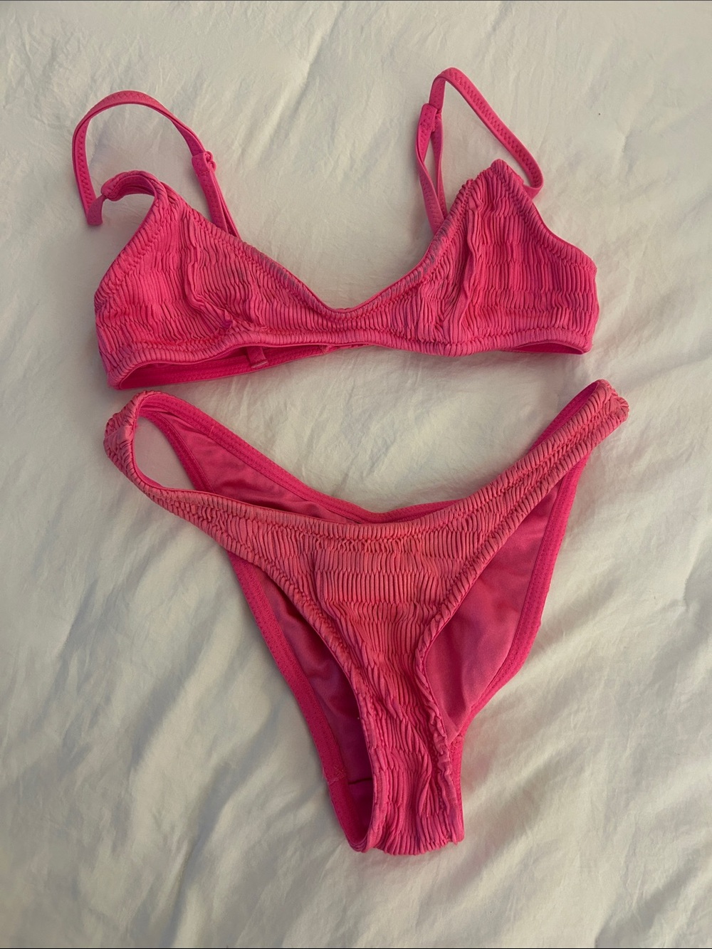 triangl swimwear Hot Pink Smocked Two-Piece Bikini